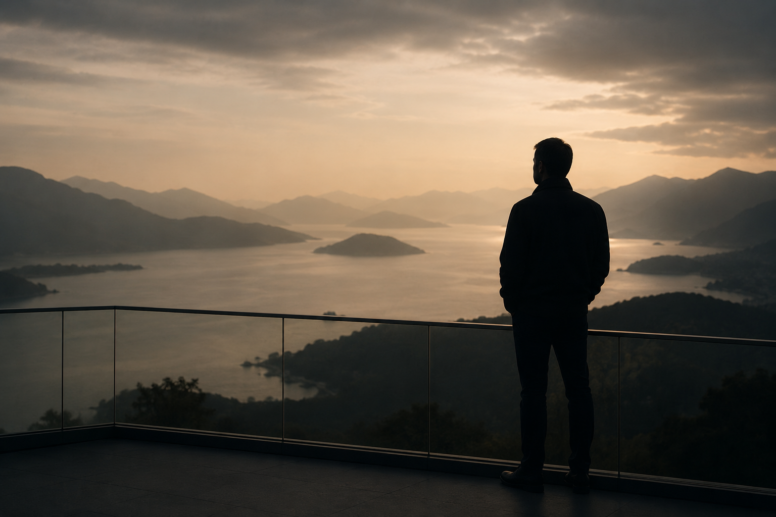 Contemplative leader reflecting in a muted environment